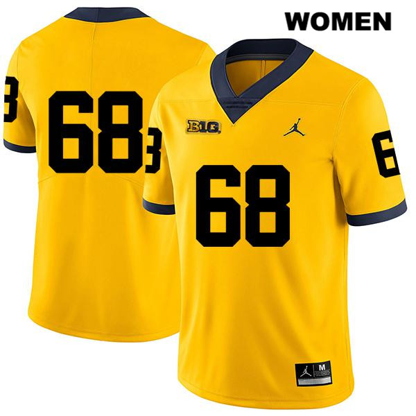 Women's NCAA Michigan Wolverines Andrew Vastardis #68 No Name Yellow Jordan Brand Authentic Stitched Legend Football College Jersey SE25K25XC